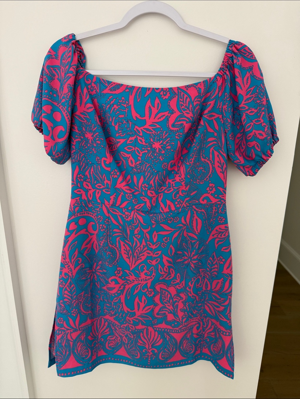 Lilly Pulitzer Teal & Pink Floral Off-Shoulder Mini Dress